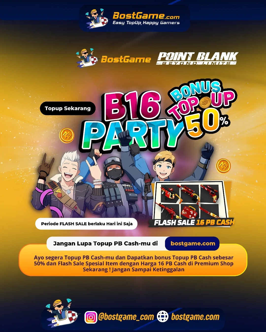 Point Blank  : B16 PARTY is ON! BONUS TOPUP 50% cuma HARI INI!