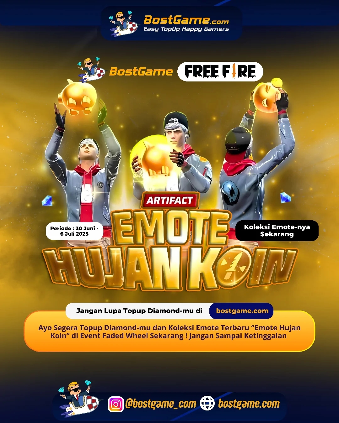 Free Fire : Event Faded Wheel balik lagi bawa kejutan keren: Emote Hujan Koin!
