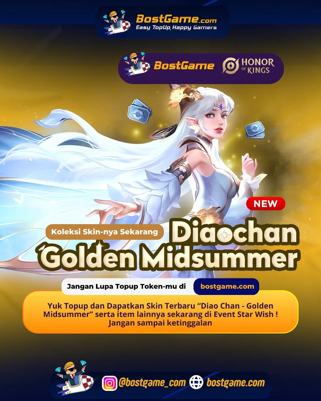 Honor Of Kings : Skin terbaru Diao Chan – Golden Midsummer udah resmi mendarat di Honor of Kings!