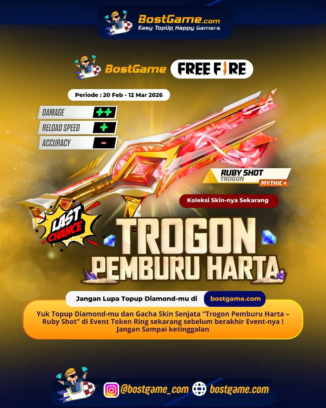 Free Fire : Trogon Pemburu Harta – Ruby Shot di Free Fire SEGERA BERAKHIR!