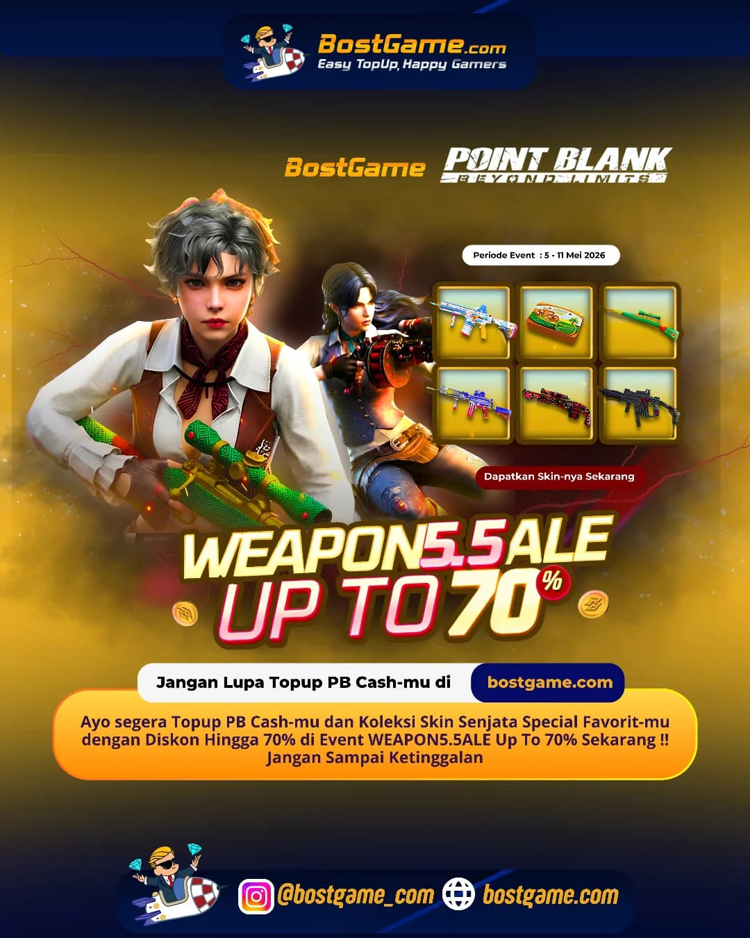 Point Blank : WEAPON 5.5 SALE RESMI HADIR! 5 – 11 Mei 2026 