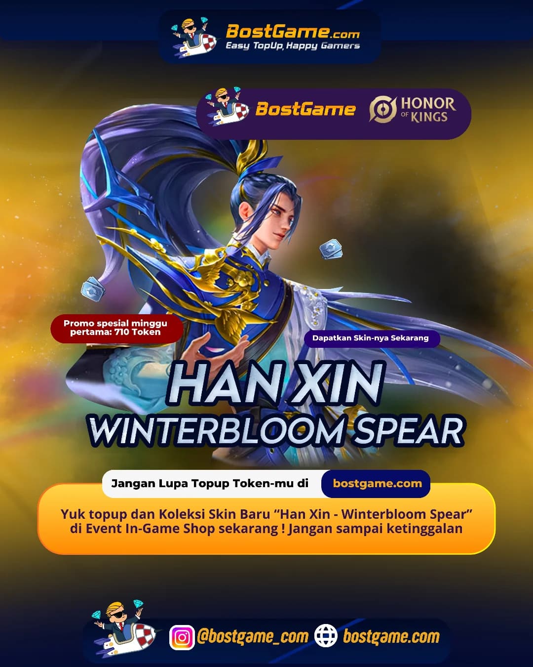 Honor Of Kings : Skin “Han Xin – Winterbloom Spear” kini resmi hadir Guysss! ⚔️❄️