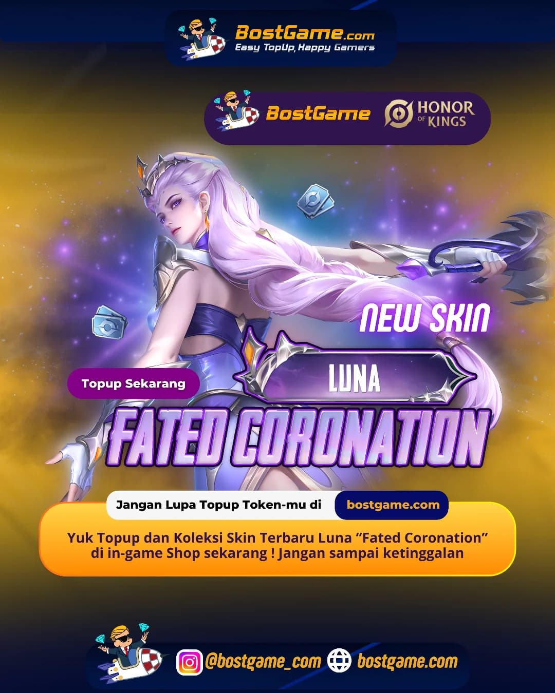 Honor of Kings : Skin Terbaru Luna "Fated Coronation" Akhirnya Hadir!