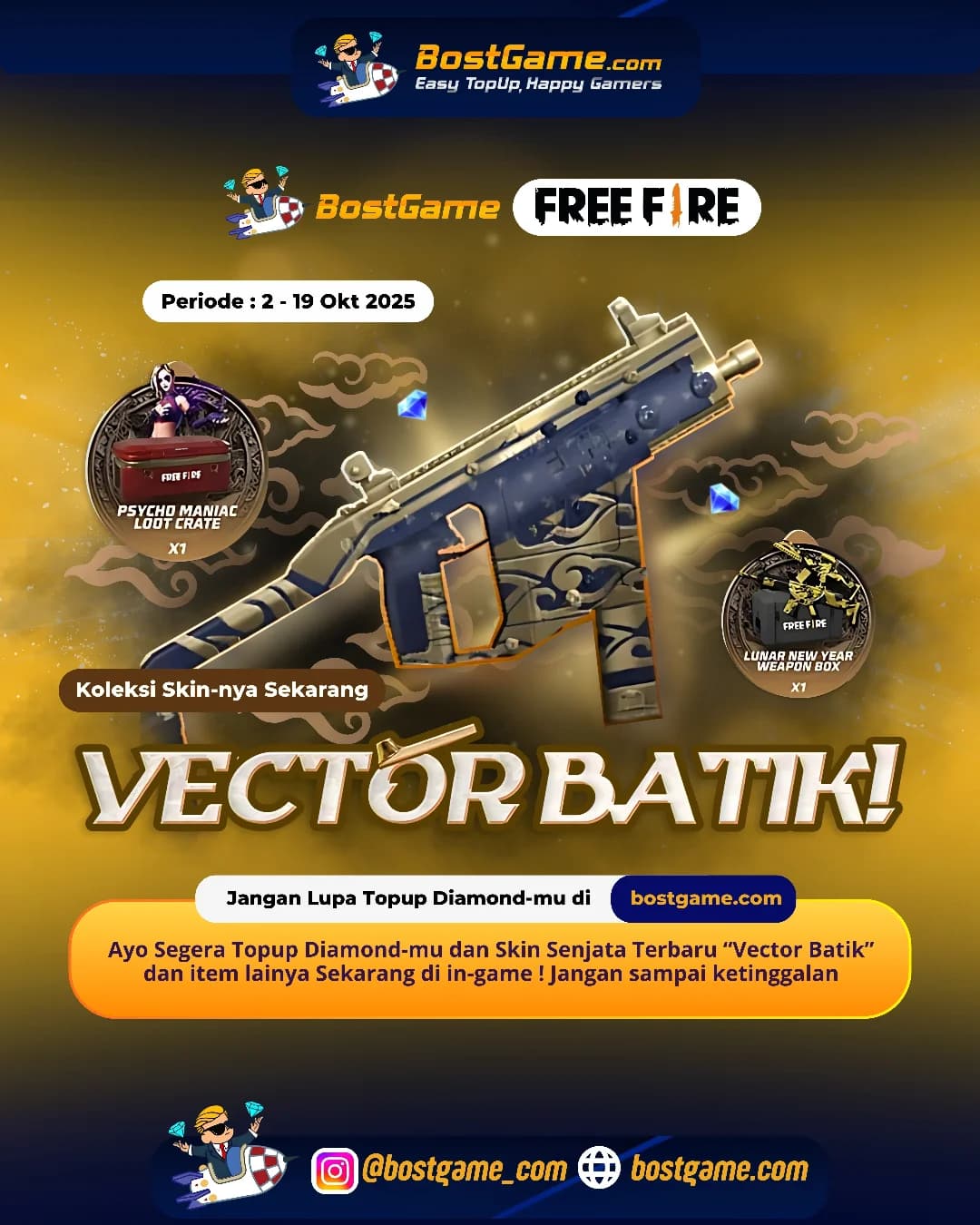 Free Fire : Skin Senjata Terbaru “Vector Batik” resmi hadir meramaikan medan pertempuran FF!