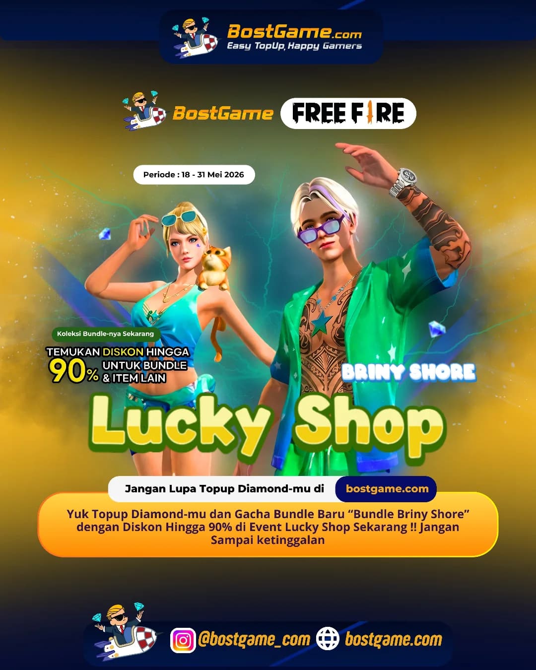 Free Fire : LUCKY SHOP RESMI HADIR! 18 – 31 Mei 2026 🔥