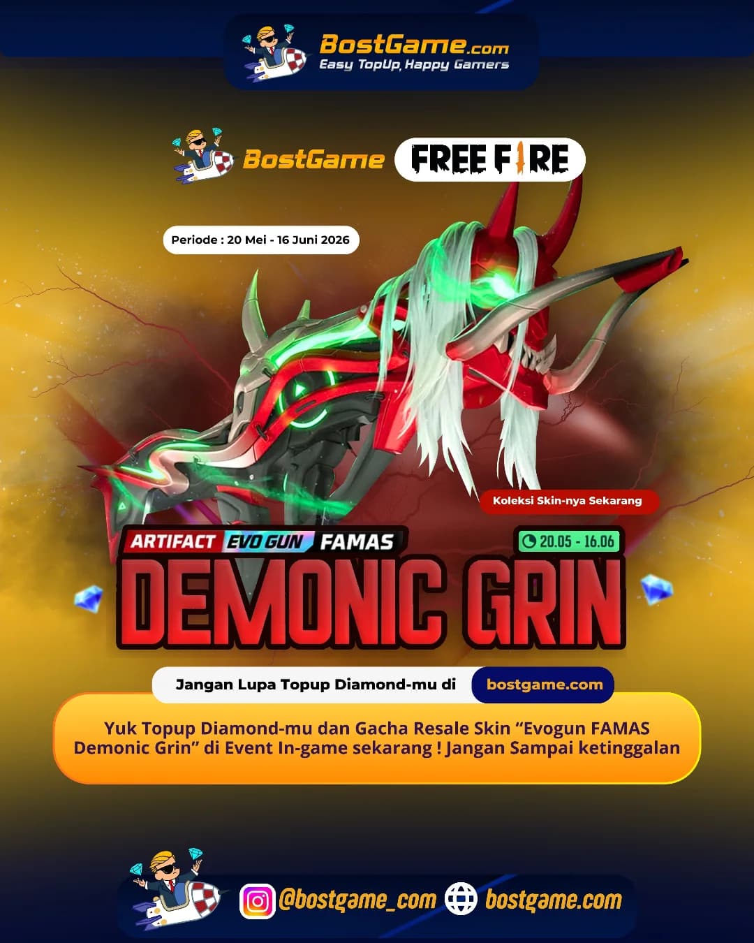 Free Fire : RESALE EVOGUN RESMI HADIR! 20 Mei – 16 Juni 2026