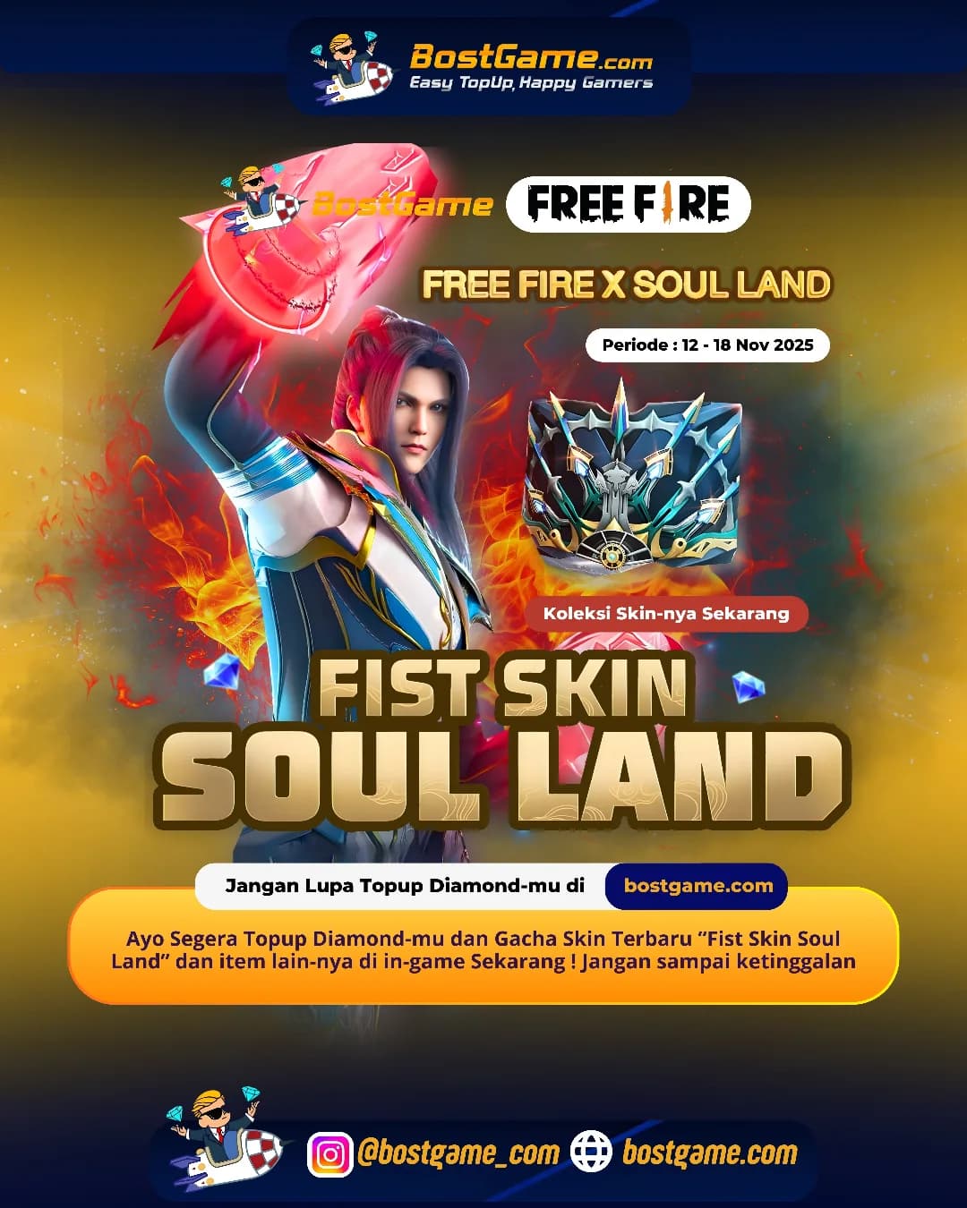Free Fire : Skin terbaru “Fist Skin Soul Land” udah resmi mendarat di arena! 