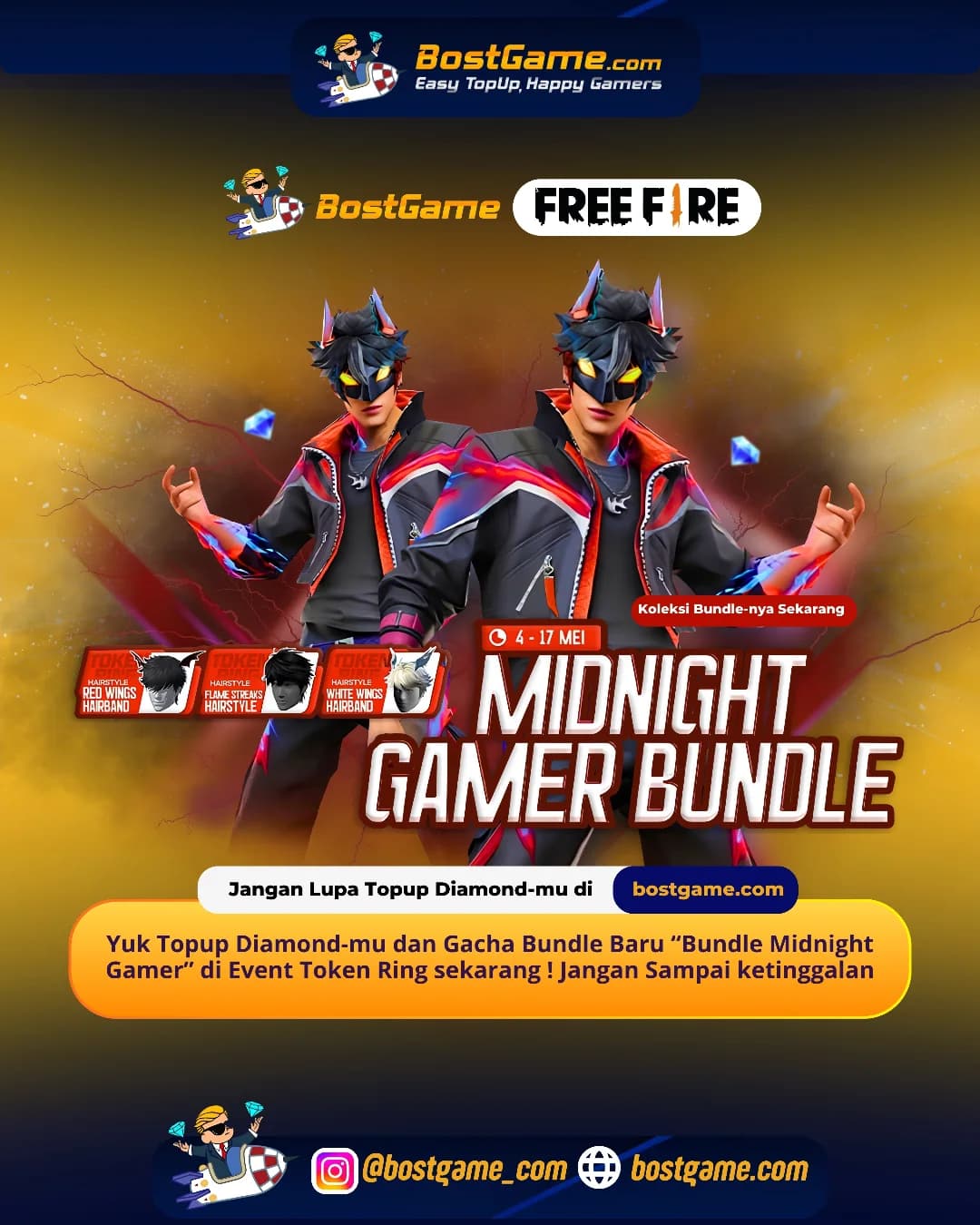Free Fire : Bundle Baru “Bundle Midnight Gamer”   🎮