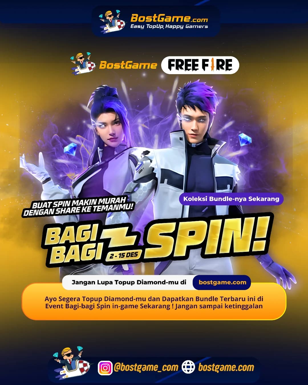 Free Fire : Event Bagi-bagi Spin resmi mendarat guyss! Periode 2 – 15 Des 2025