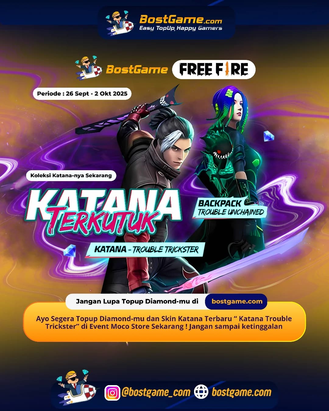 Free Fire :  Skin Katana Terbaru – “Katana Trouble Trickster” akhirnya mendarat!