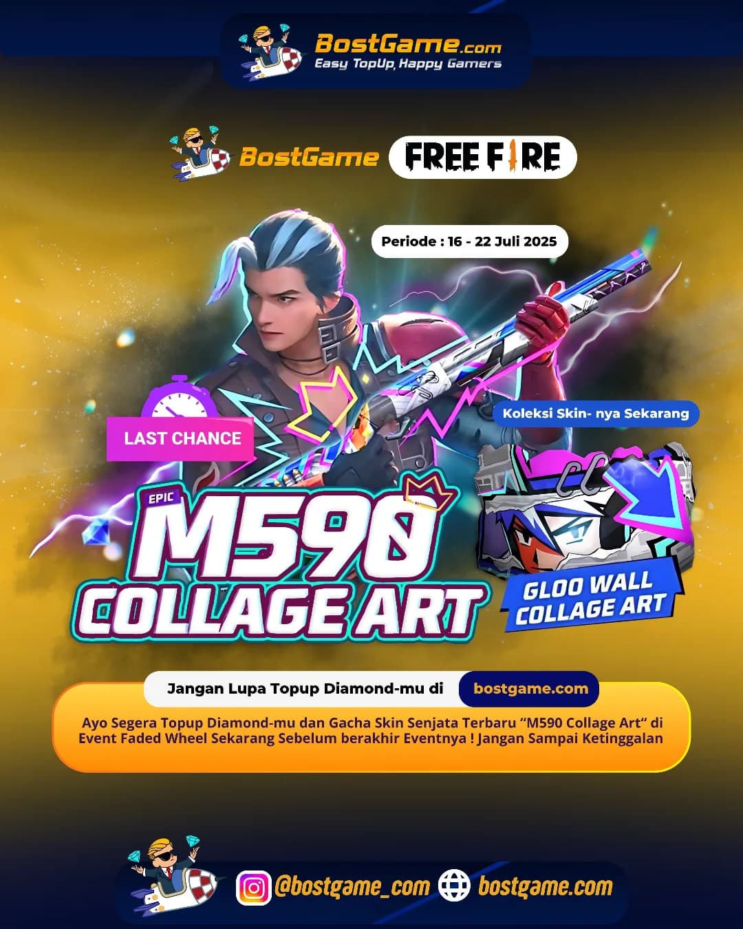 Free Fire : LAST Chance ALERT !  Skin Senjata Kece “M590 – Collage Art” tinggal hari ini Sobat FF !