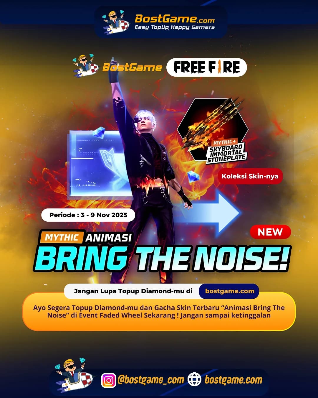 Free Fire : Skin terbaru “Animasi Bring The Noise” resmi mendarat di arena!