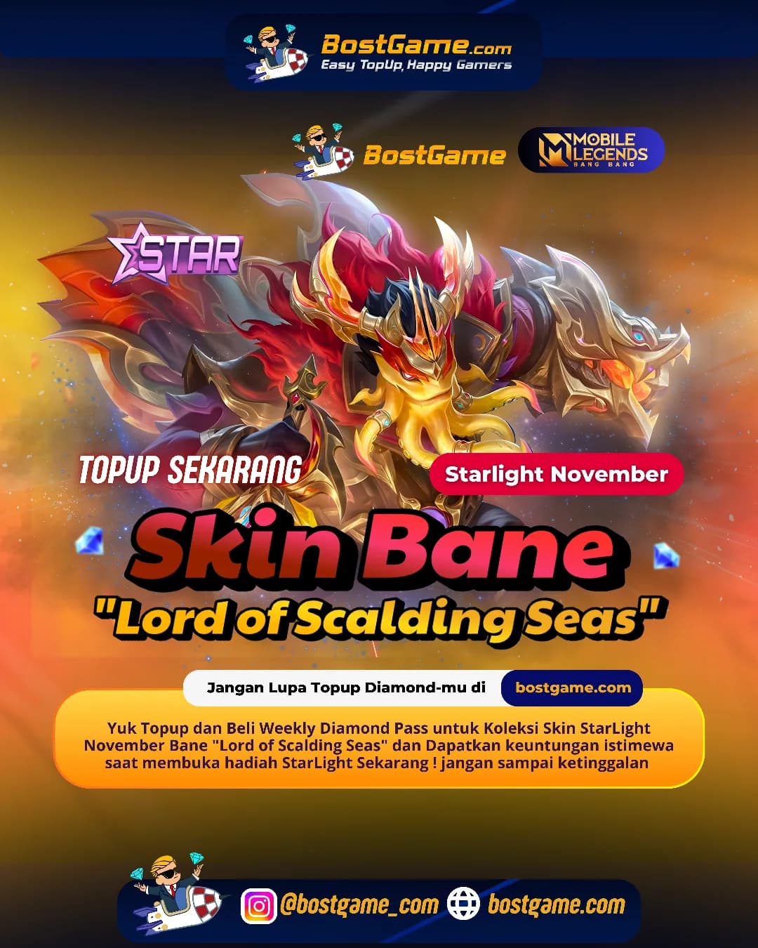 Mobile Legends : Skin StarLight November – Bane “Lord of Scalding Seas” akhirnya resmi mendarat di Land of Dawn!