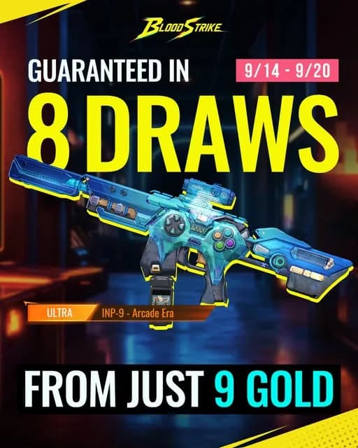 Blood Strike INP-9 Arcade Era Hadir 14–20 September, Dijamin Dapat dalam 8 Draw Mulai 9 Gold