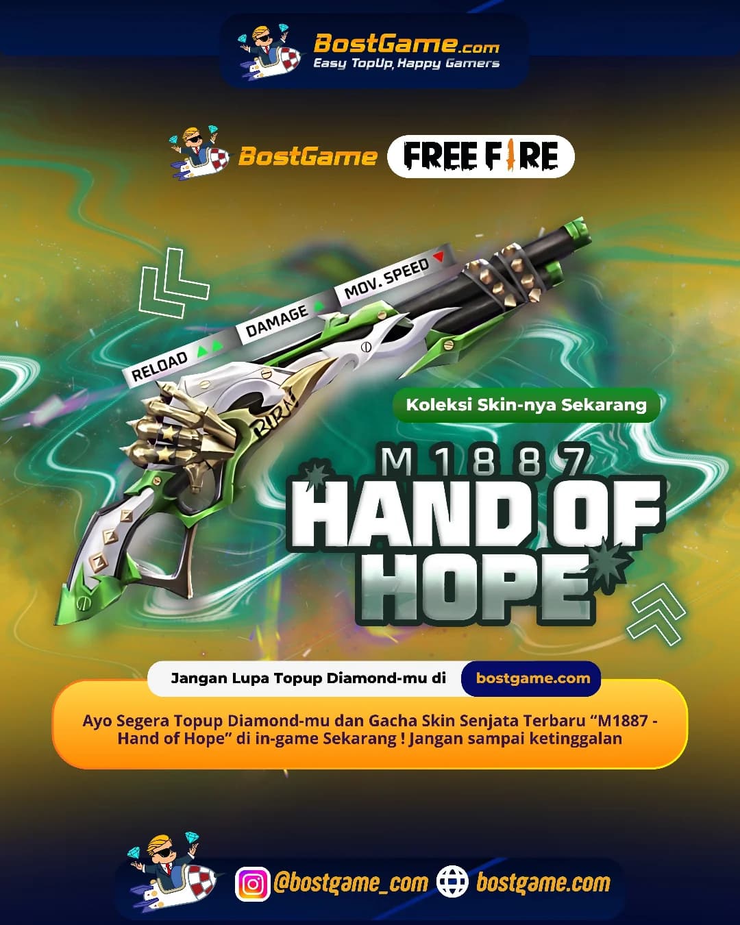 Free Fire : Skin Senjata Terbaru M1887 – Hand of Hope!