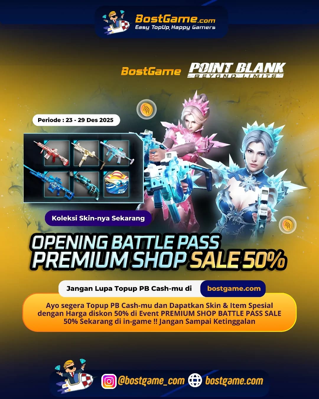 Point Blank : PREMIUM SHOP BATTLE PASS SALE 50% IS BACK!  Periode 23 - 29 Des 2025
