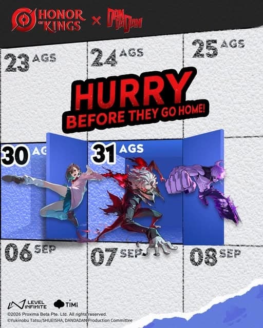 Kolaborasi Honor of Kings × DAN DA DAN Segera Berakhir, Jangan Sampai Kehilangan Skin Eksklusif!