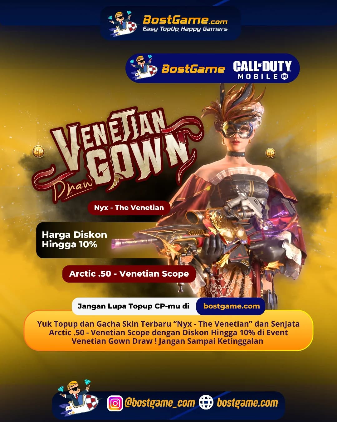 Call Of Duty Mobile : Saatnya kamu tampil mewah di medan perang, Event Venetian Gown Draw sudah datang!