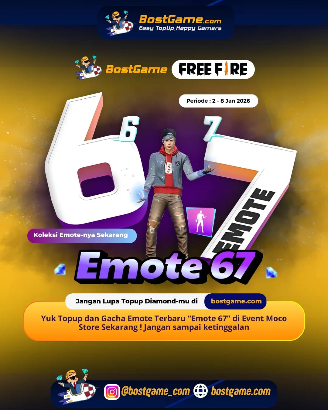 Free Fire : Emote Terbaru “Emote 67” akhirnya resmi hadir di Event Moco Store, guyss!