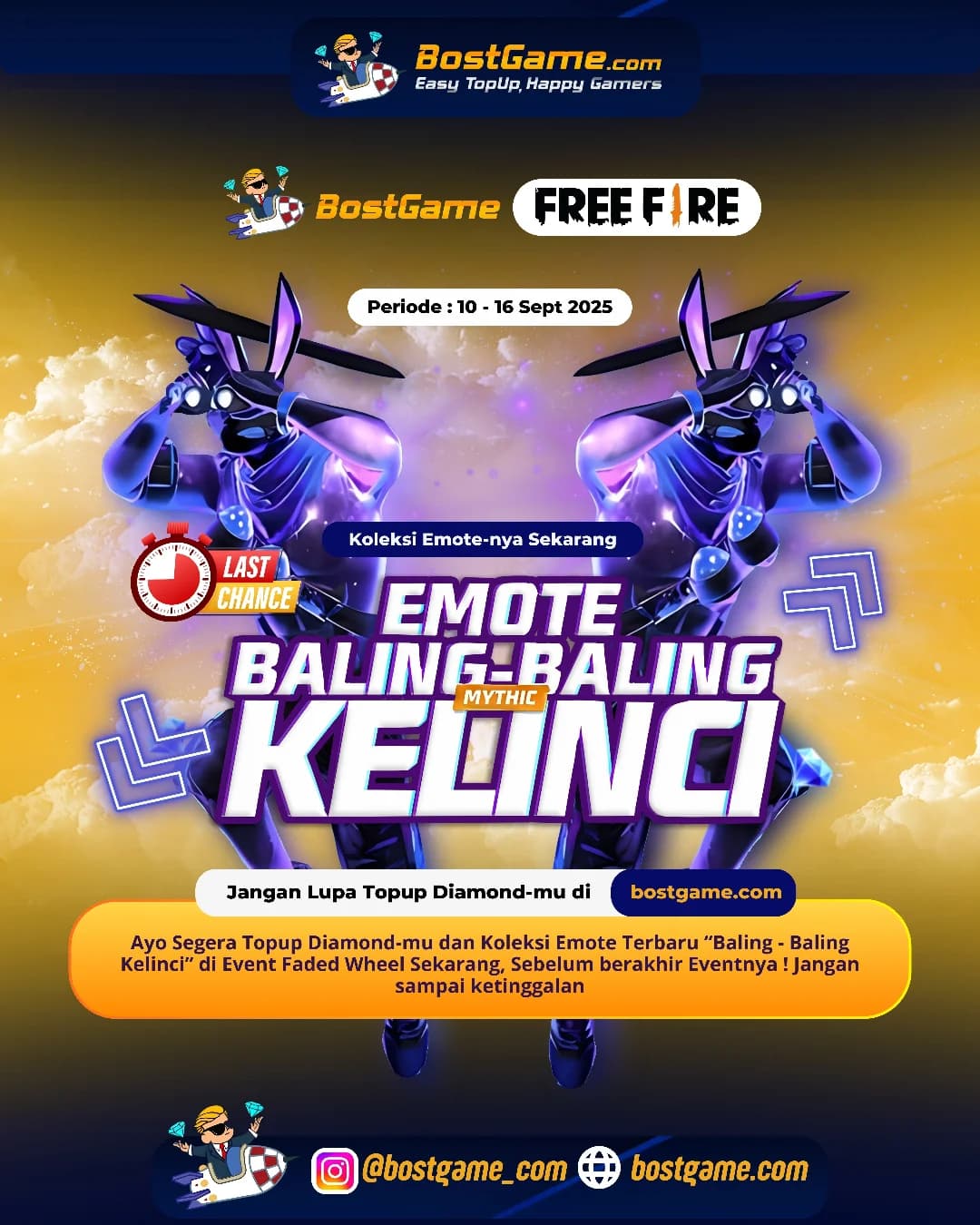 Free Fire : Hari TERAKHIR, Sobat FF!  Emote lucu “Baling-Baling Kelinci"