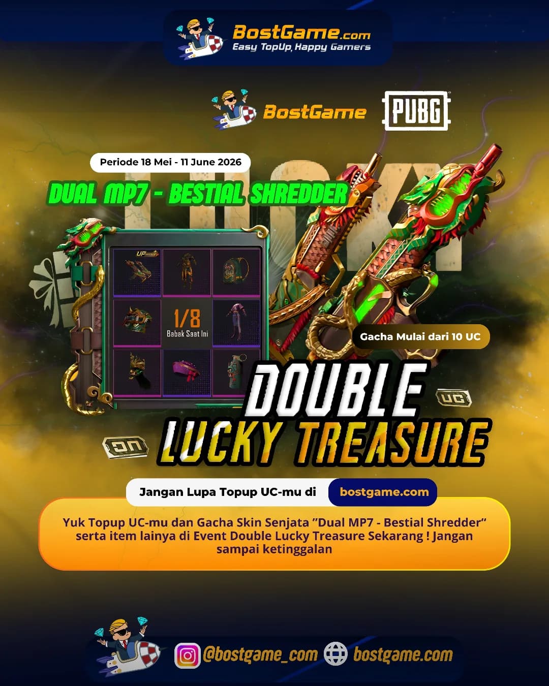 PUBG Mobile : Event Double Lucky Treasure is BACK lagi, gengs! 😍 18 Mei - 11 June 2026 