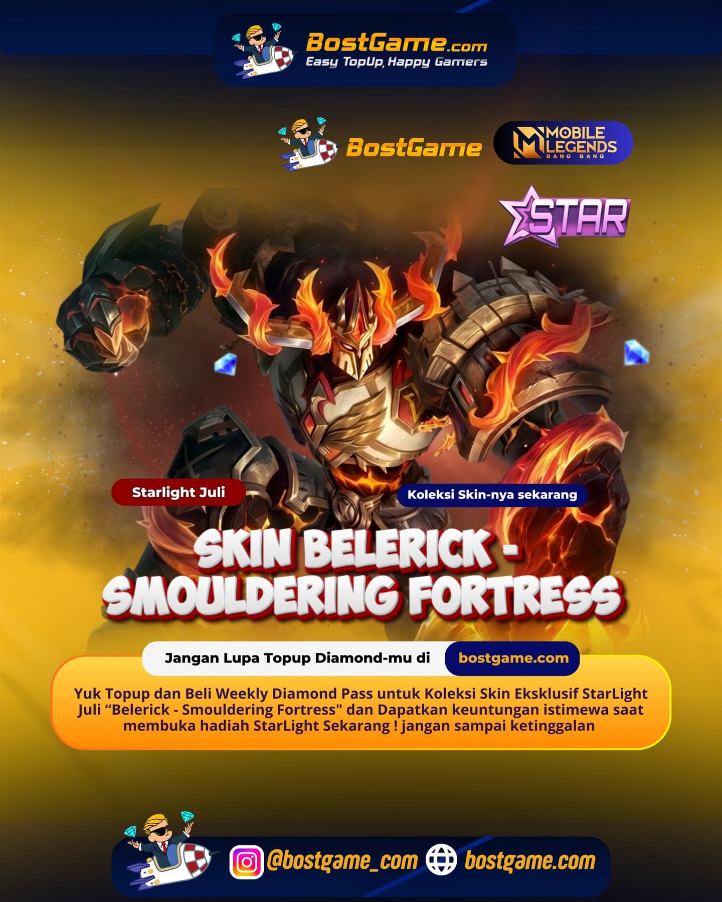Mobile Legends Bang Bang : Skin Eksklusif StarLight Juli - Belerick - Smouldering Fortress Telah hadir! 🔥