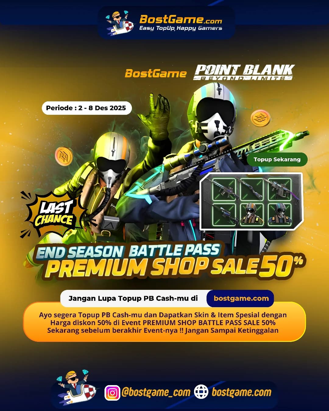 Point Blank : Hari Terakhir! PREMIUM SHOP BATTLE PASS SALE 50% Periode sampai 8 Des 2025 !