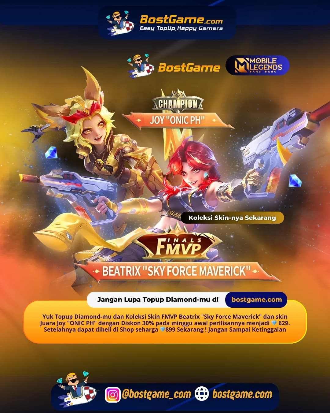 Mobile Legends : Skin FMVP Beatrix “Sky Force Maverick”  & Juara Joy “ONIC PH”
