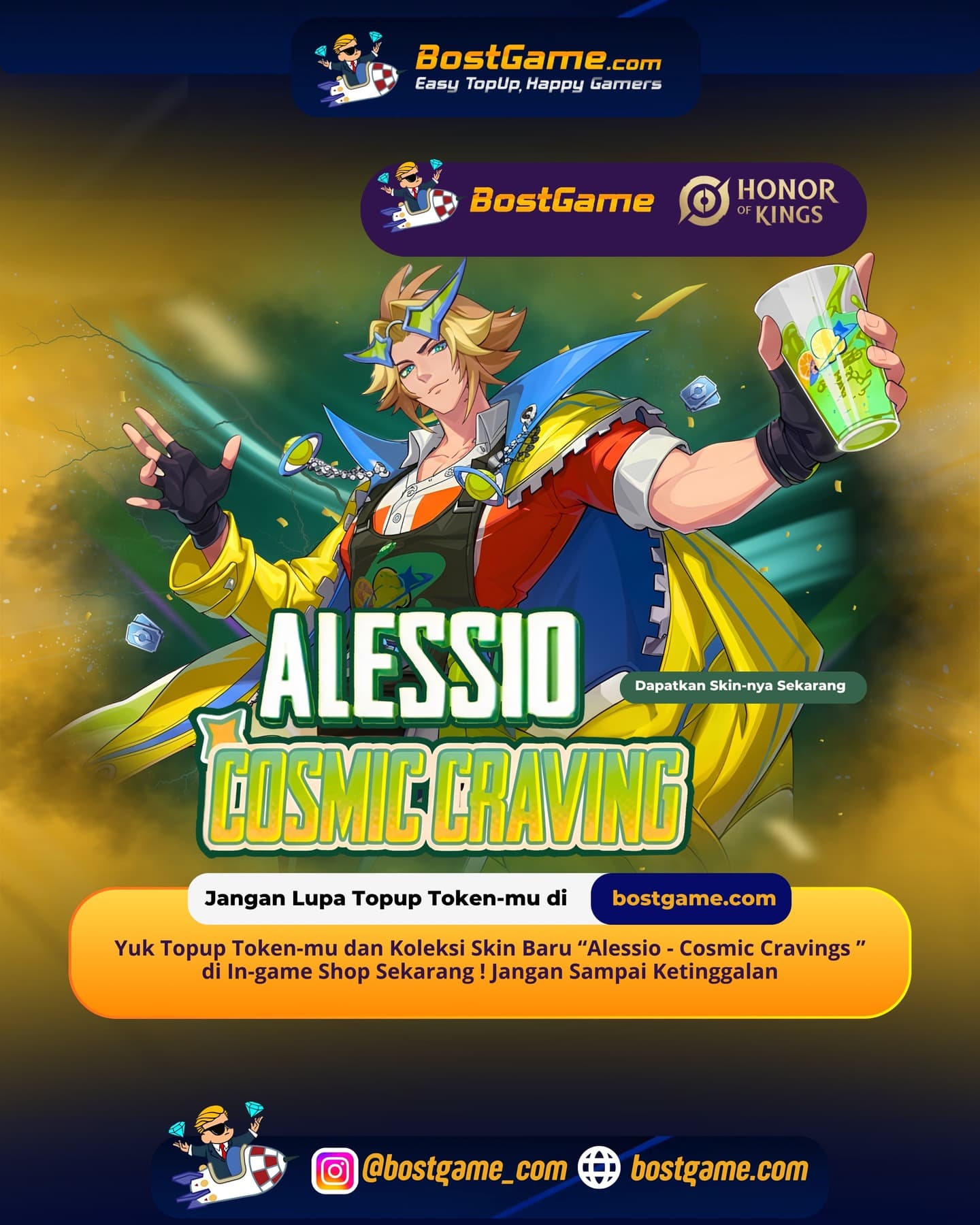 Honor Of Kings : Dapatkan Skin Cosmic Cravings Alessio secara GRATIS melalui event spesial! 🎉