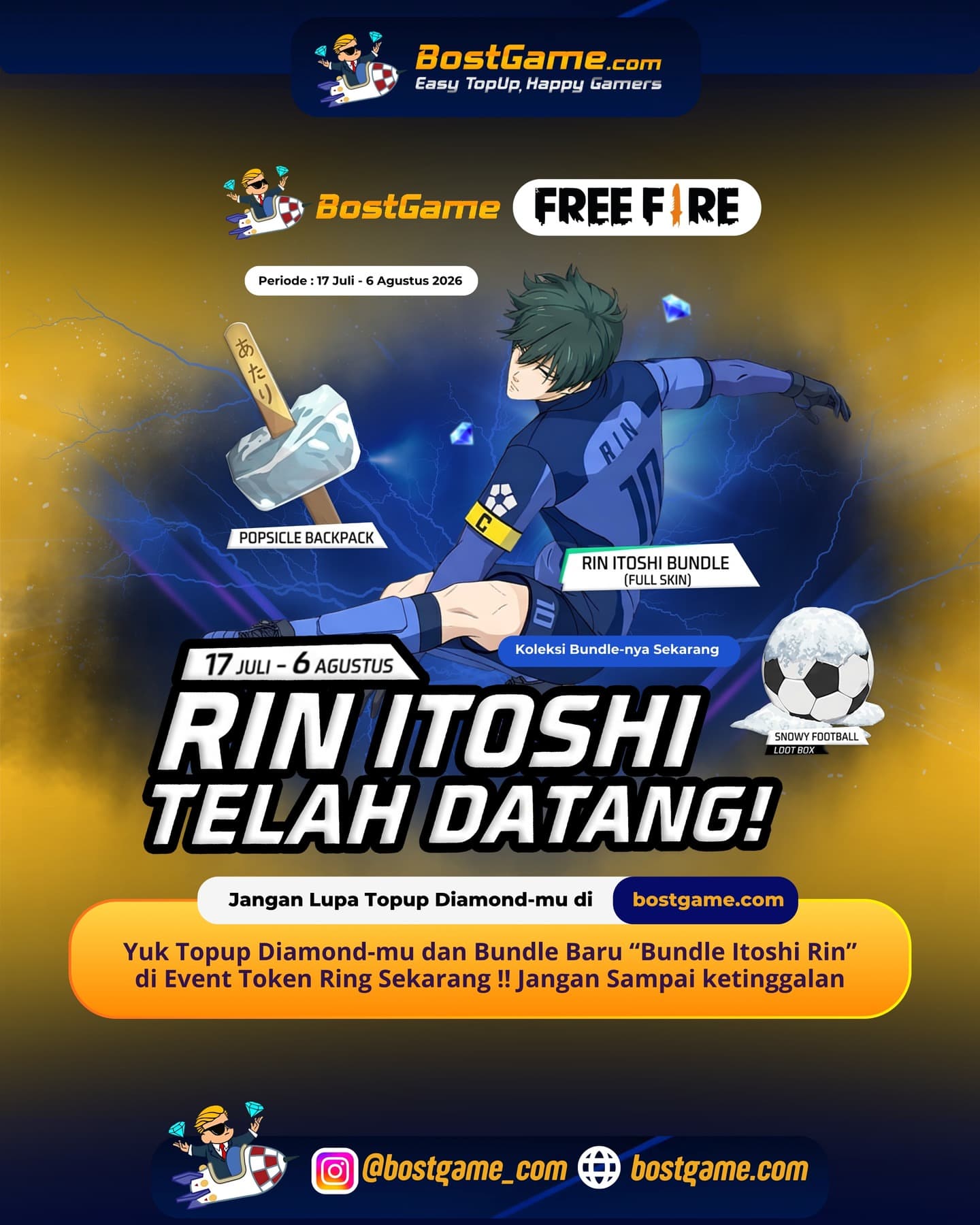 Free Fire : ⚽🔥 BUNDLE ITOSHI RIN RESMI HADIR! 🔥⚽