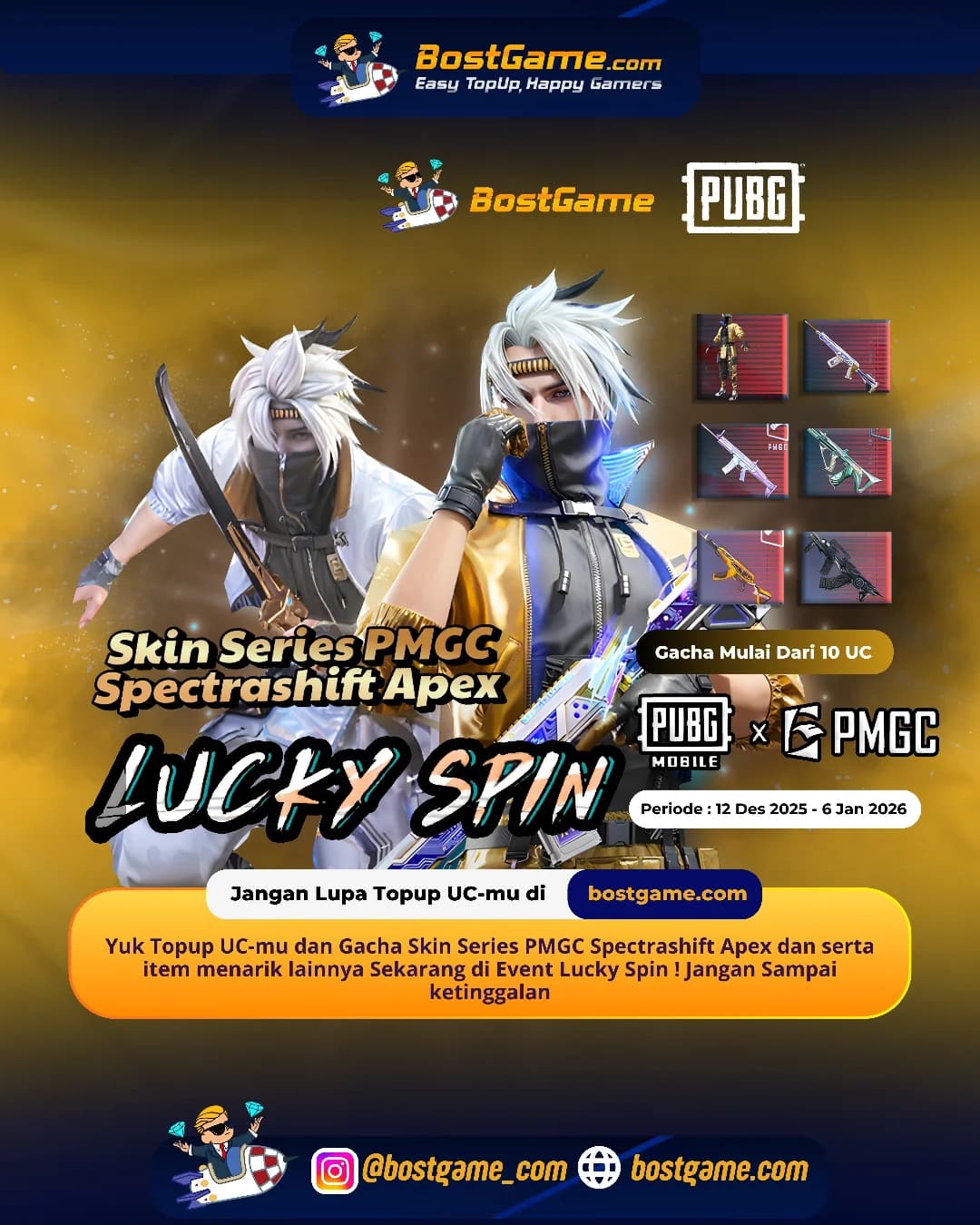 PUBG Mobile : Event Lucky Spin resmi hadir kembali, bawa Skin Series PMGC!  Periode sampai 6 Jan 2026