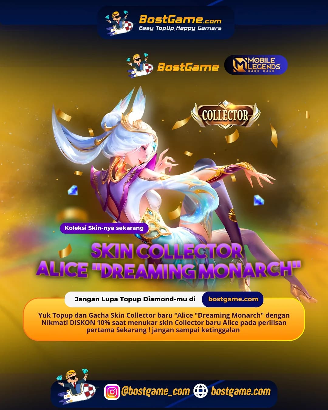 Mobile Legends Bang Bang : SKIN COLLECTOR BARU RESMI HADIR! Skin Alice – “Dreaming Monarch” 👑