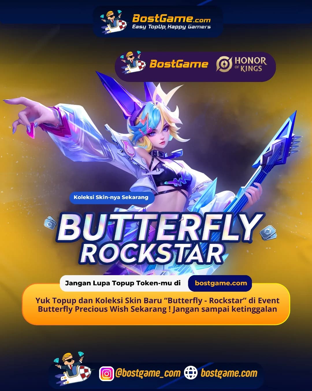 Honor Of Kings: Ini dia skin yang wajib kamu punya!  Skin Butterfly Rockstar
