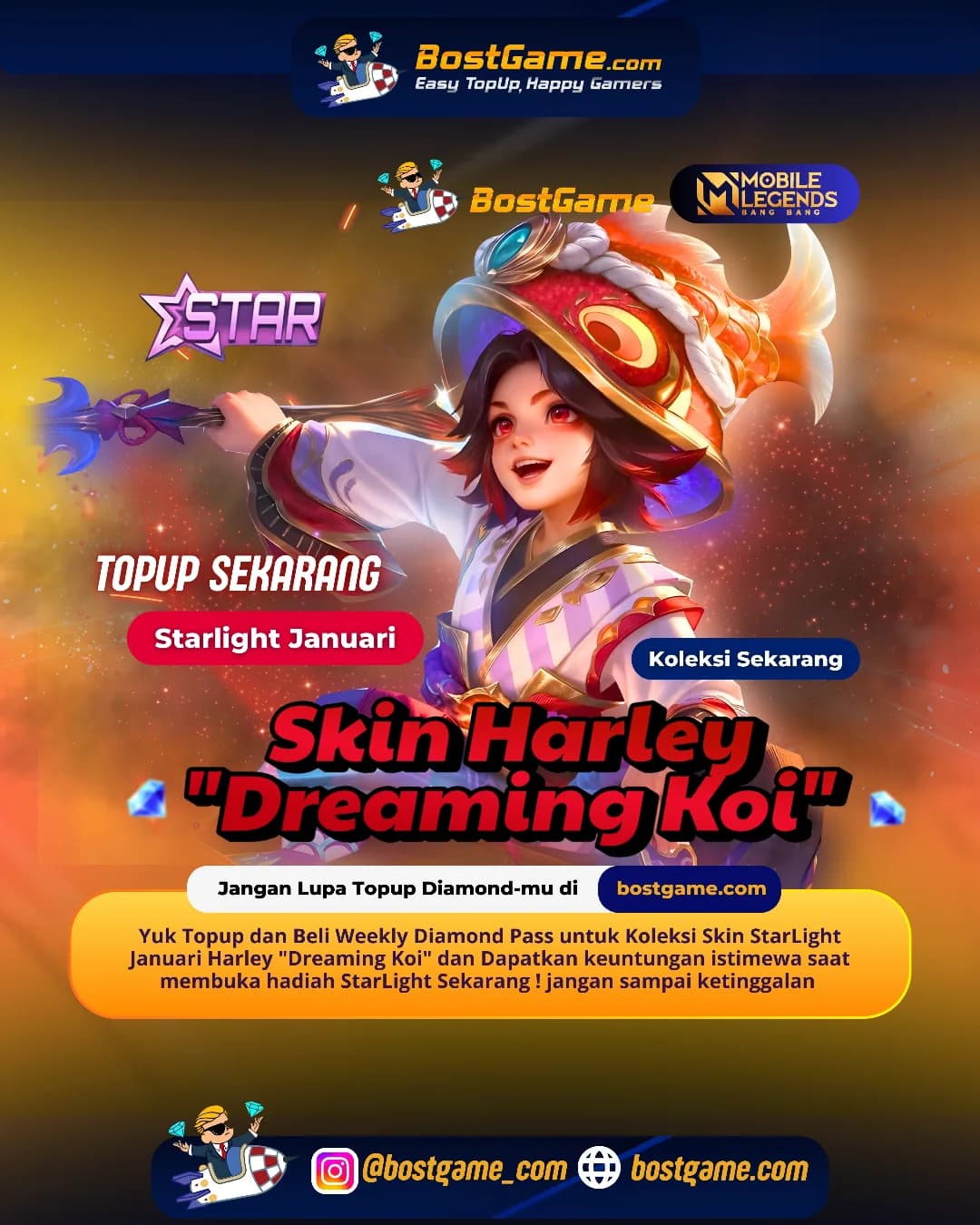 Mobile Legends Bang Bang : Skin StarLight Januari – Harley “Dreaming Koi” akhirnya resmi hadir, guyss!