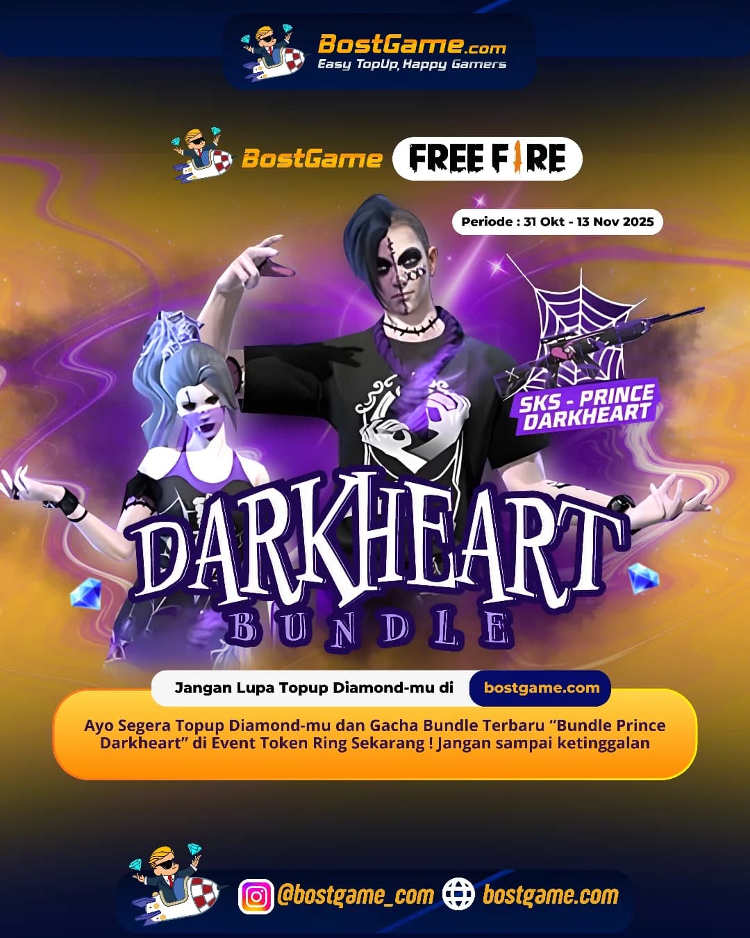 Free Fire : Bundle terbaru “Prince Darkheart” akhirnya turun ke arena, lho!