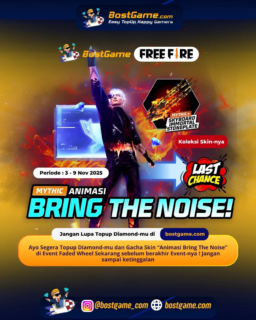 Free Fire : Hari Terakhir Event Skin “Animasi Bring The Noise” udah tiba!