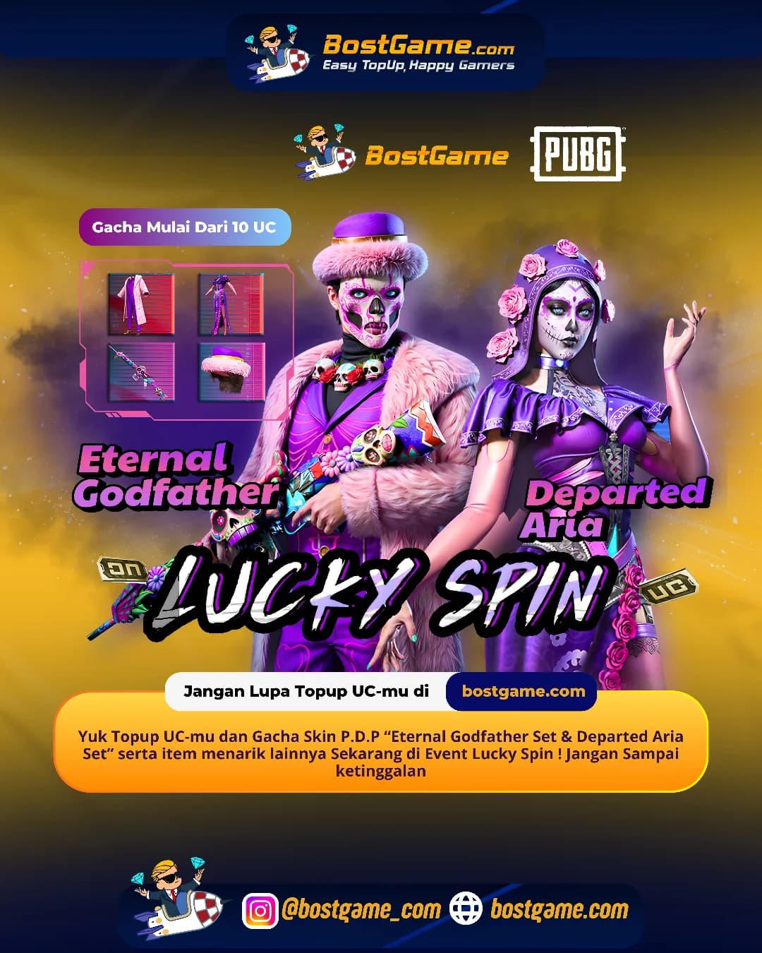 PUBG : Event Lucky Spin balik lagi bawa Skin P.D.P “Eternal Godfather Set & Departed Aria Set” yang super kece!