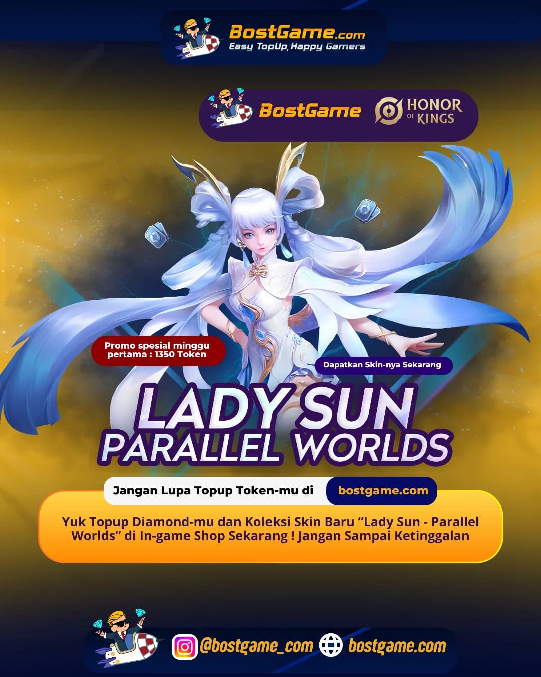 Honor Of Kings : Skin “Lady Sun – Parallel Worlds” kini resmi hadir Guysss 👑✨