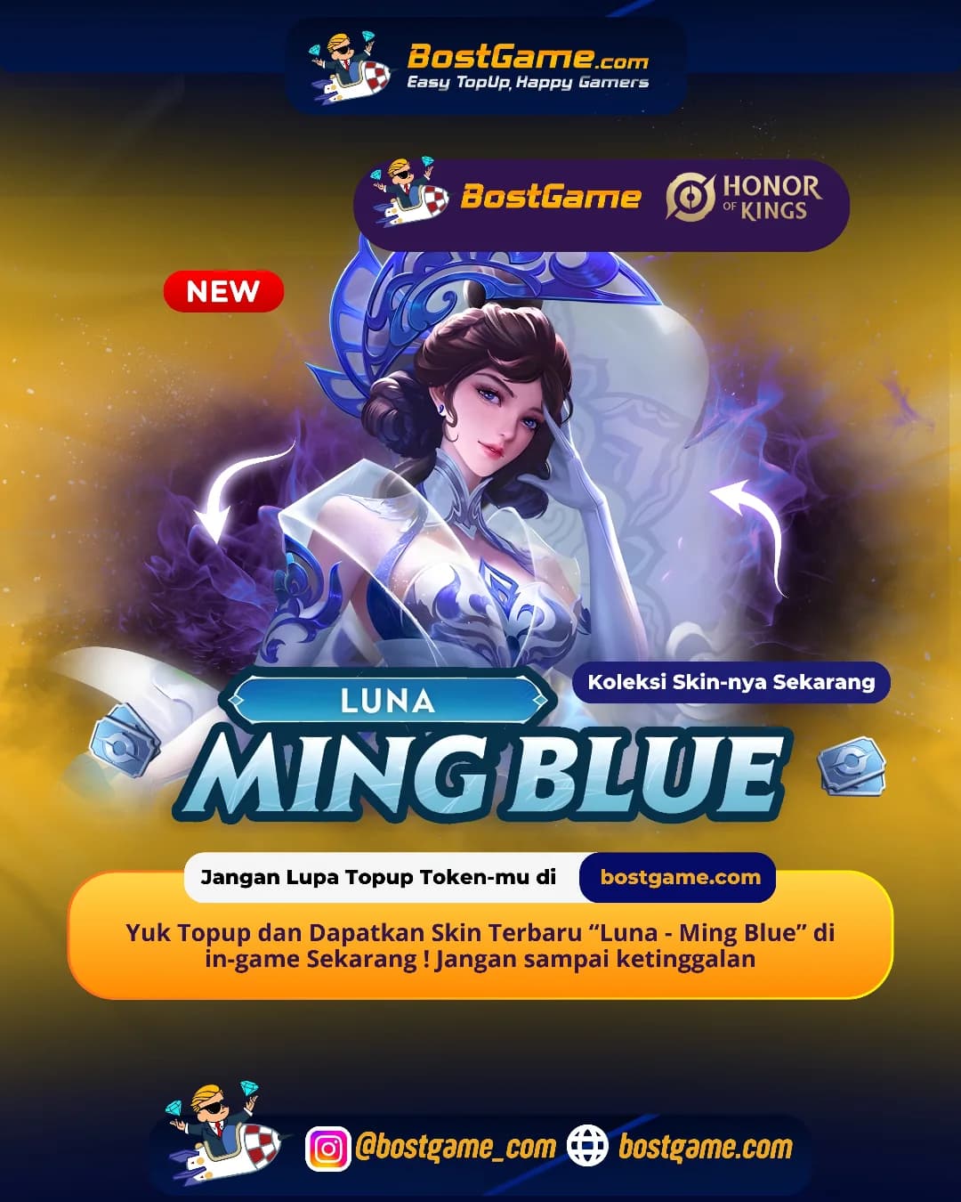 Honor Of Kings : Skin terbaru “Luna – Ming Blue” akhirnya resmi mendarat di Honor of Kings!