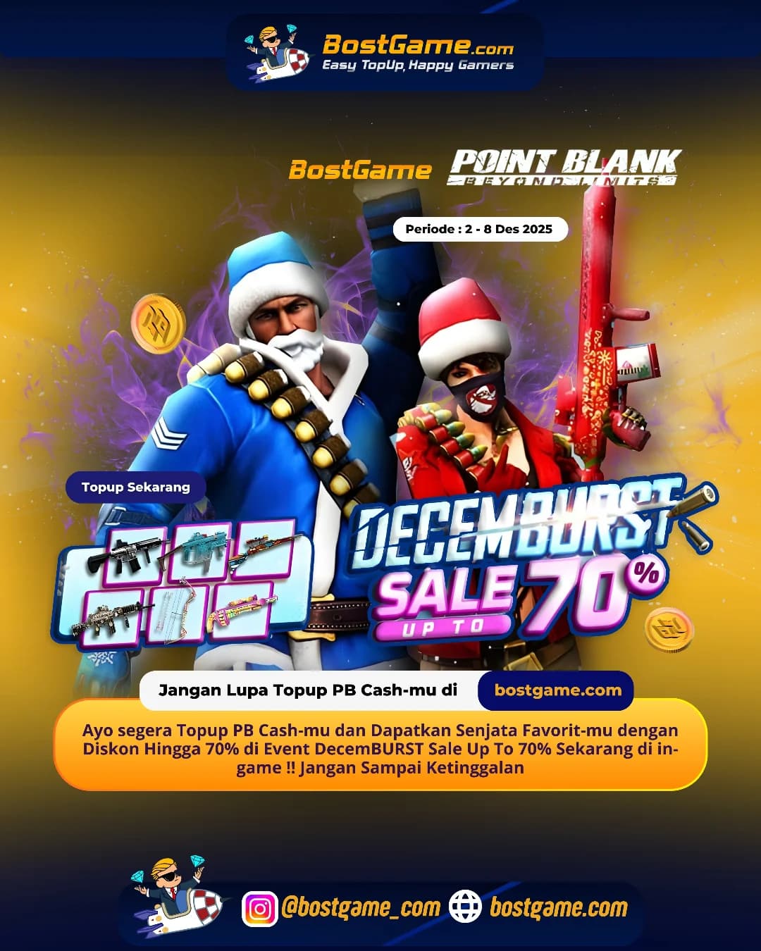 Point Blank : Event DecemBURST Sale Up To 70% akhirnya hadir guysss!! Periode 2 – 8 Des 2025