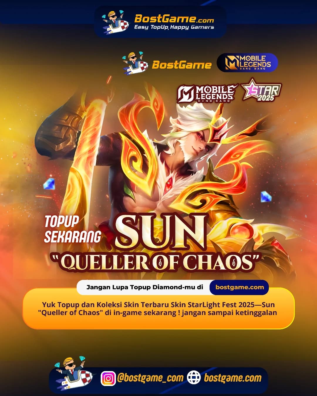 Mobile Legends Bang Bang : Sun tampil super epik dengan skin terbaru “Queller of Chaos”!