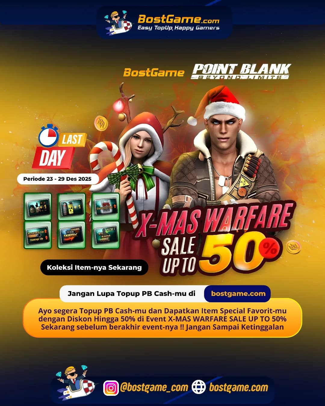 Point Blank : HARI TERAKHIR! X-MAS WARFARE SALE UP TO 50% Periode sampai 29 Des 2025 
