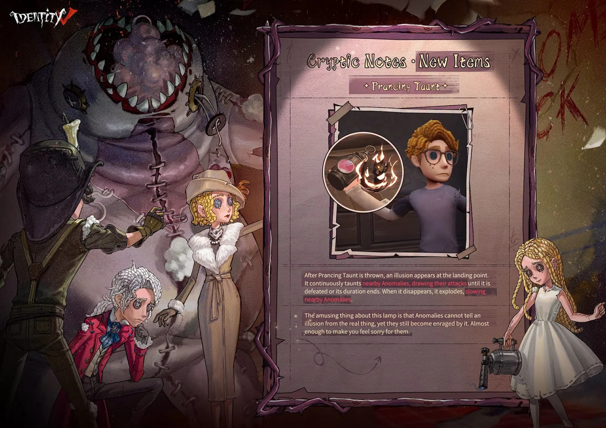 Identity V Hadirkan Update Cryptic Notes Pekan Ini, Kenalkan Item Baru Prancing Taunt dan Forlorn Tome