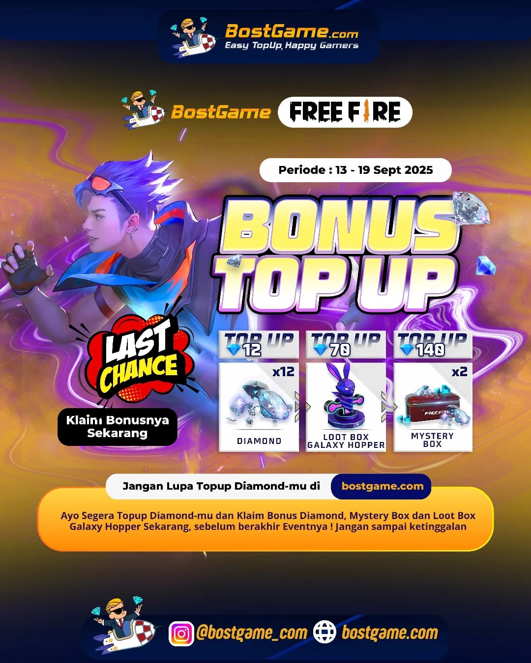 Free Fire : Event BONUS TOPUP tinggal sampai 19 Sept 2025 – jangan sampai kelewatan!