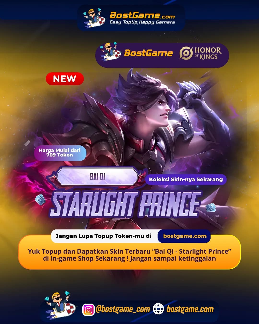 Honor Of Kings : Skin terbaru “Bai Qi – Starlight Prince” akhirnya mendarat di HOK!