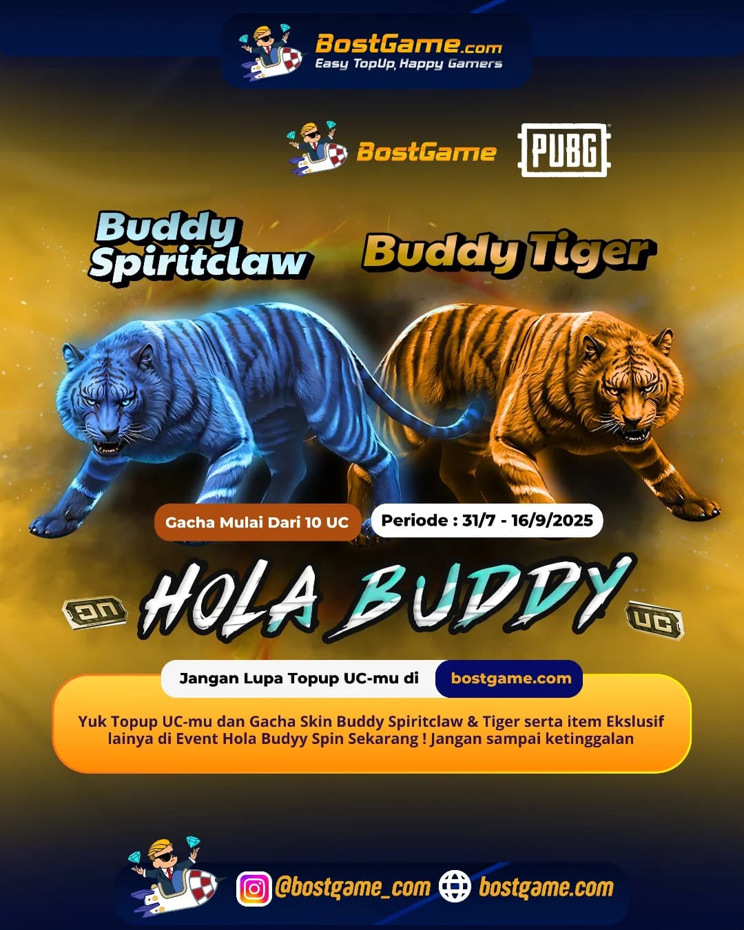 Pubg : HOLA BUDDY SPIN IS BACK! Periode : 31/7 - 16/9/2025