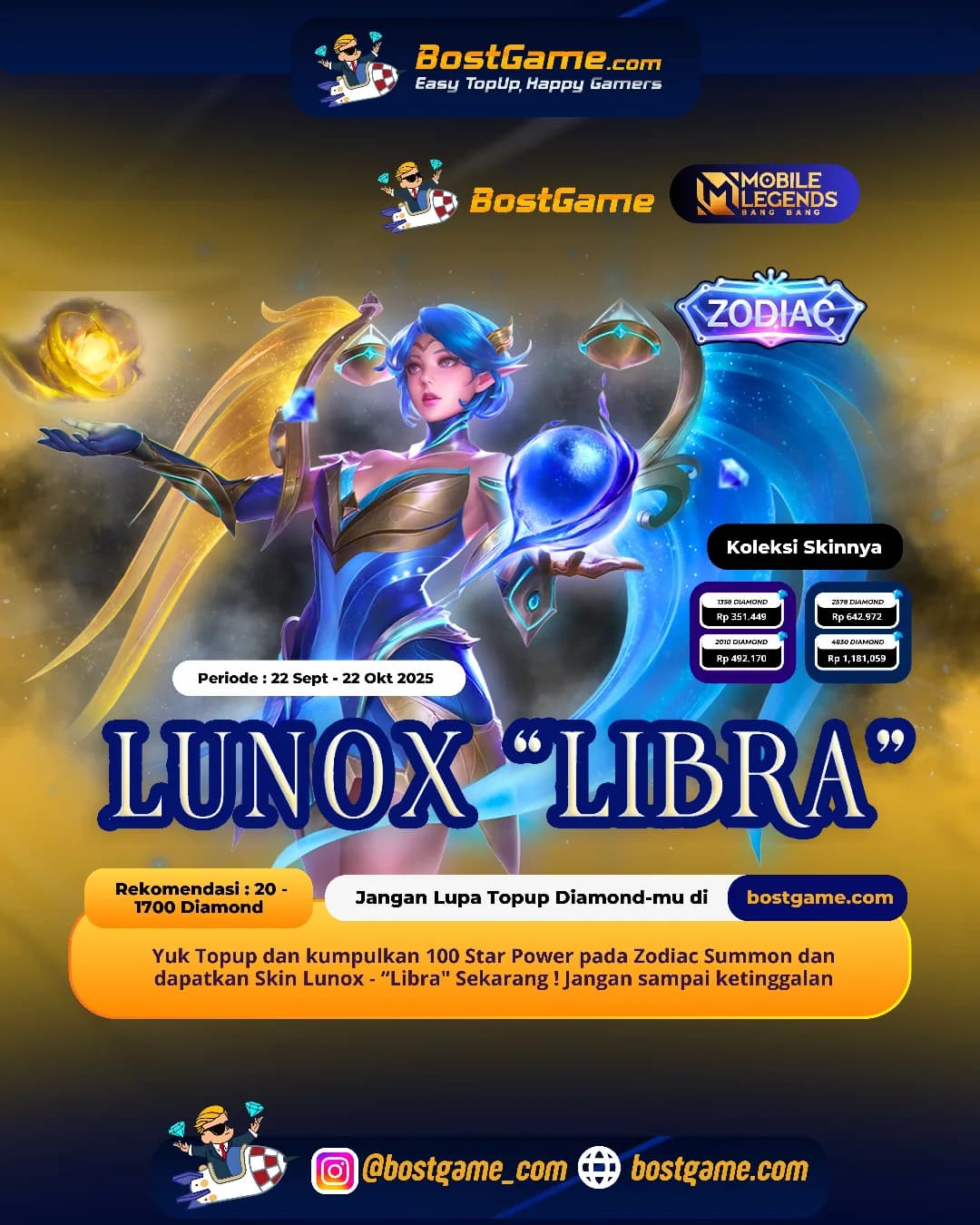 Mobile Legends : Skin Zodiac Lunox "Libra" balik lagi! Saatnya bersinar di Land of Dawn bareng duo bintang kece yang elegan & mematikan!