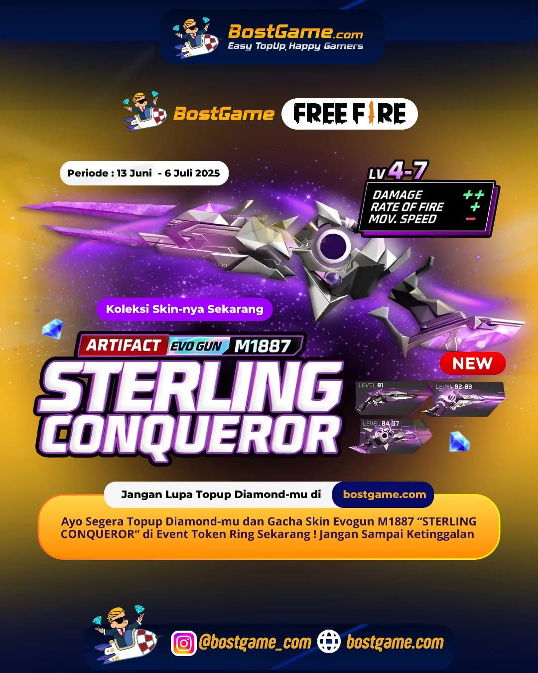 Free Fire : EVOGUN M1887 “STERLING CONQUEROR” DATANG LAGI DI TOKEN RING!