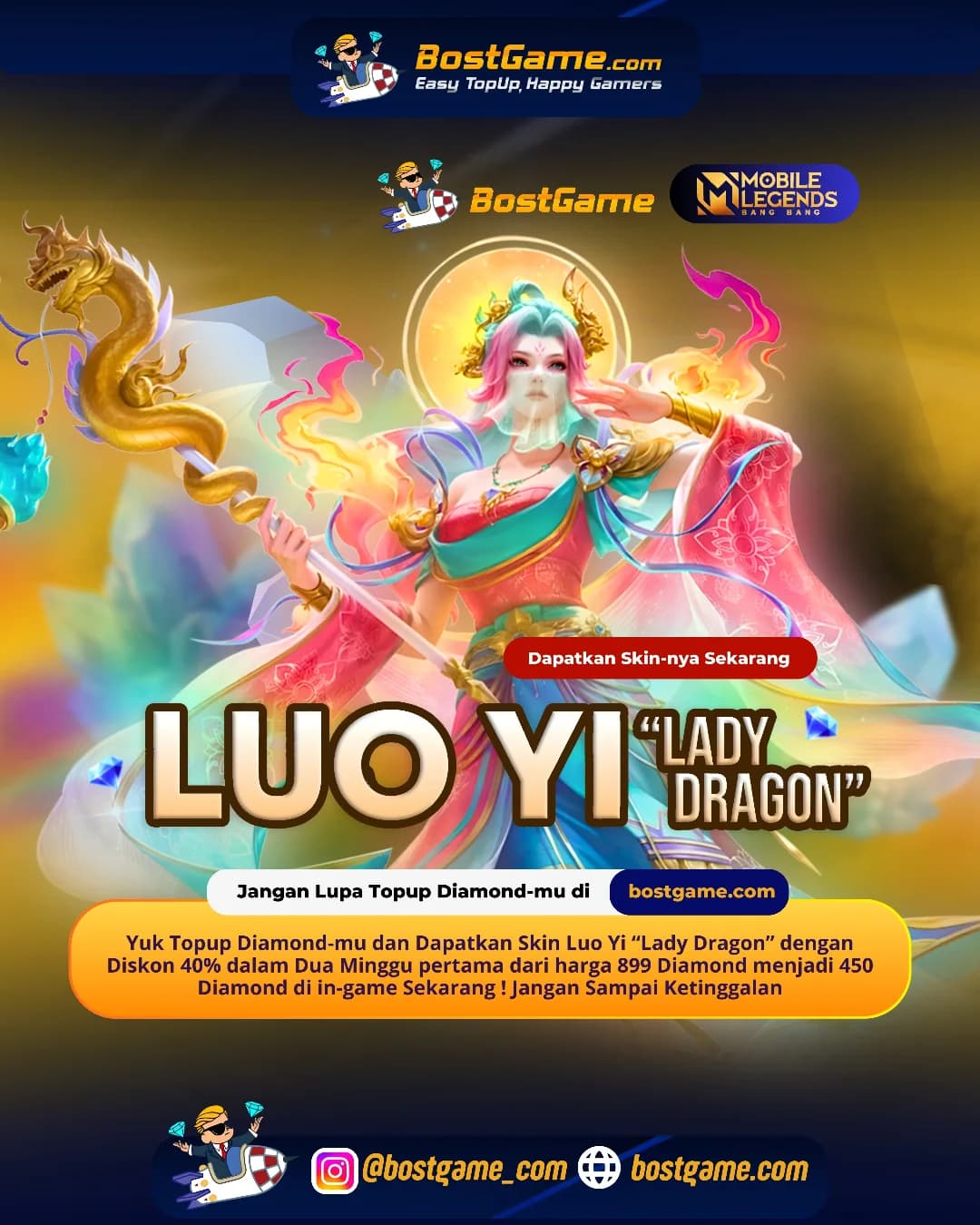 Mobile Legends Bang Bang : Resale Skin Luo Yi “Lady Dragon” akhirnya balik lagi, guyss!