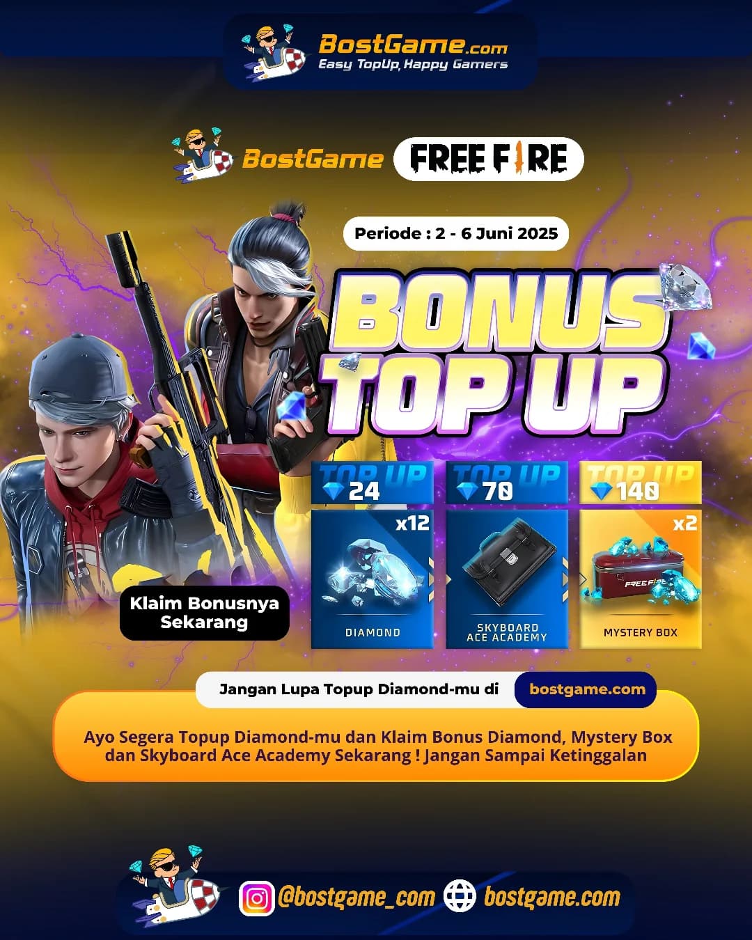Free Fire : BONUS TOPUP IS BACK, SOBAT FF!